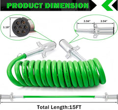 ABS compatible 7-way PU spiral electrical cable for semi-truck and trailer lighting