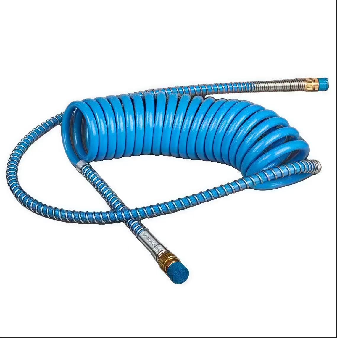 Long-tail nylon air brake coiled tubing for reliable trailer and semi-truck connections