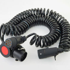 One-to-two spiral cable connector for trailer ABS and lighting systems