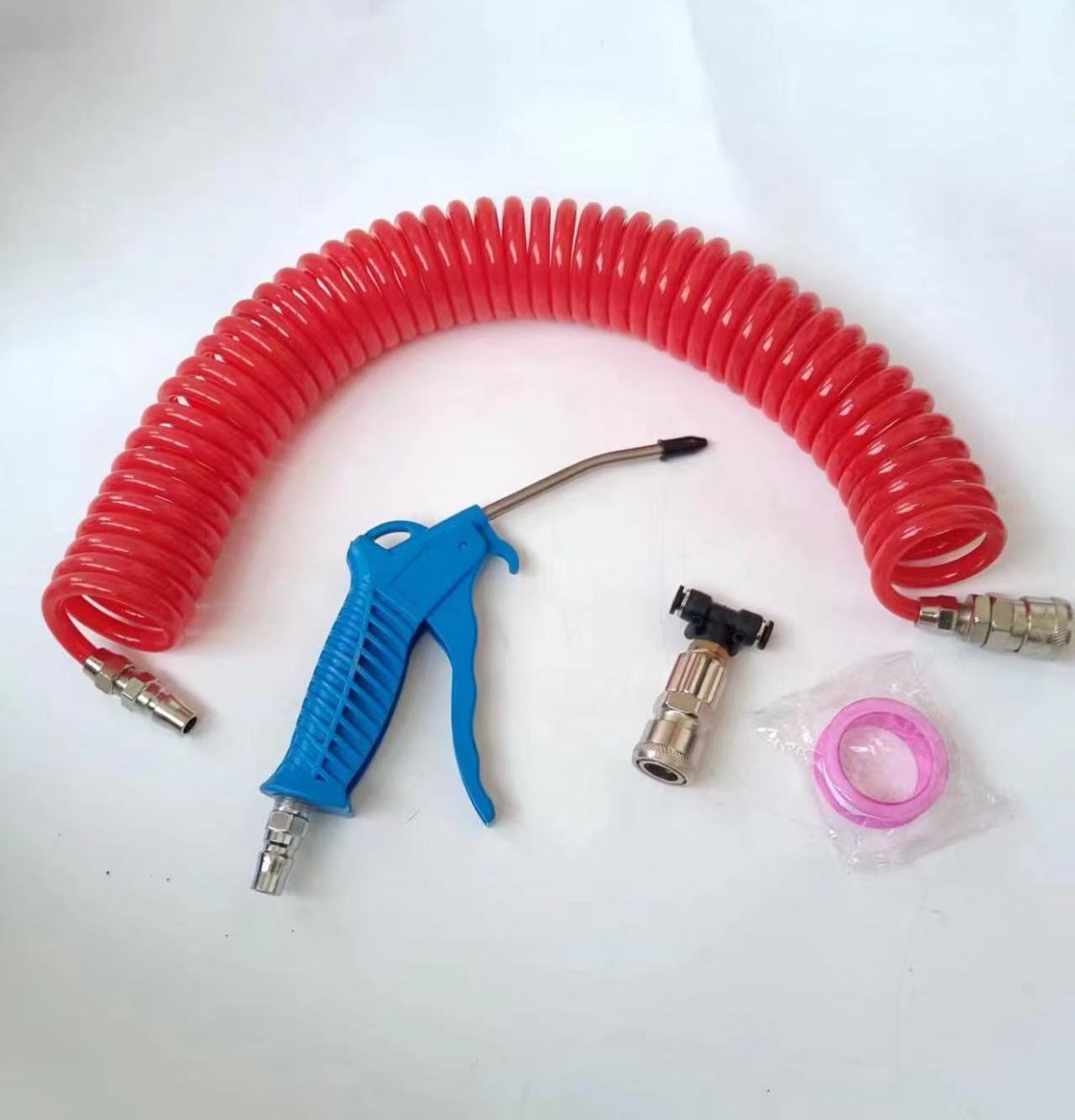 High-pressure air cleaning kit with dual nozzles for engine and interior detailing