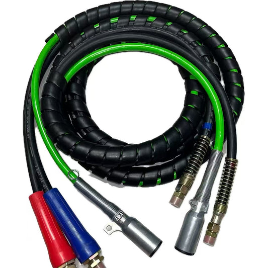 Integrated ABS power air line hose for trailers, tractors, and semi-trucks with high durability