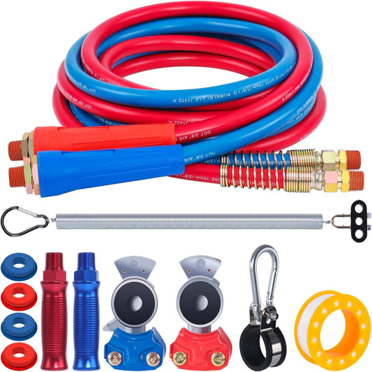 Rubber-nylon trailer hose installation kit for semi-trucks, trailers, and tow vehicles