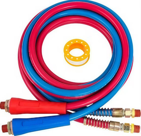 Commercial vehicle air brake hose with flexible grip design and heavy-duty DOT fittings