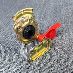 Brass automotive self-sealing valve for truck and trailer air brake lines