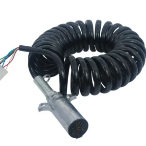 7-Way Coiled Trailer Electrical Cord (Aluminum Plug to Pigtail) - SAE J560 | Victory Technology
