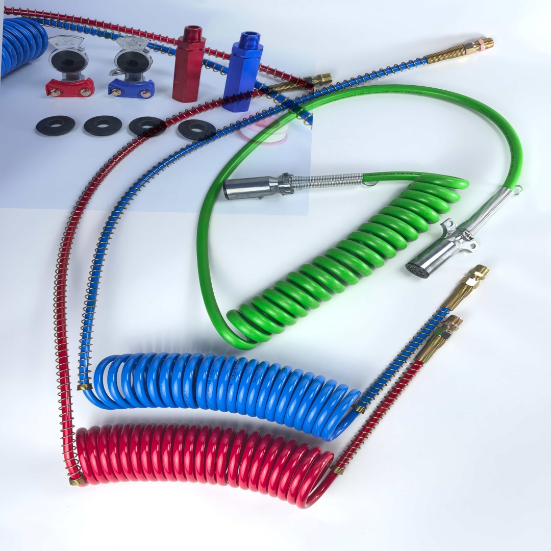 3-Piece Long-Tail Air Brake & Electrical Kit with Aluminum Handles & Gladhands (Complete Set) | Victory Technology