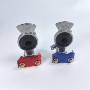 Air Brake Hose Clamp Fittings (Red & Blue) - Zinc Alloy Hose Ends for Gladhands
